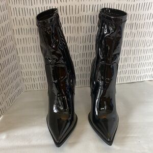 Azalea Wang black patent leather ankle boots
